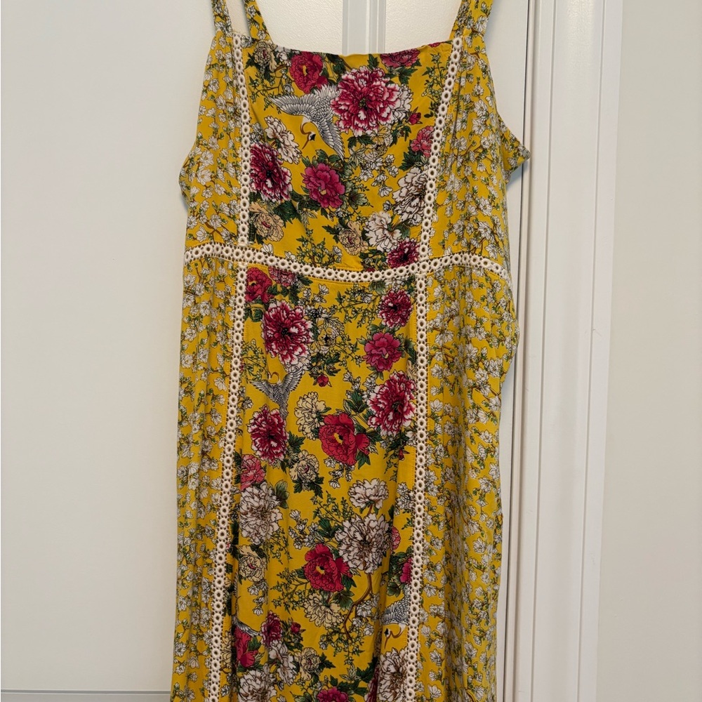 Anthropologie maxi dress Farm Rio size L yellow floral Cantonal maxi sold out - Picture 9 of 16